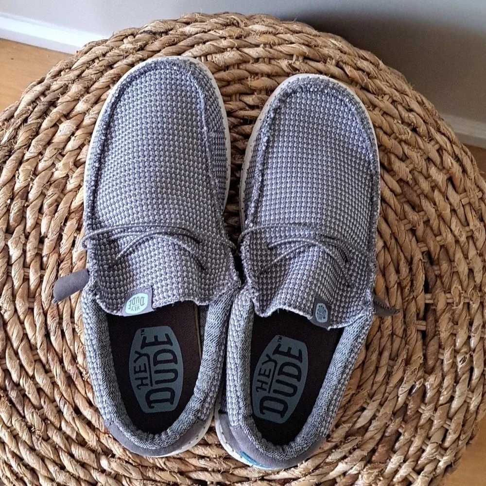 Hey Dude Mens Wally Grey Sport Mesh Knit Slip-On Lightweight Loafers S-6‎